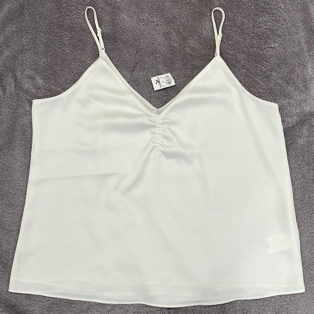 NWT Express Satin Ruched Front Cami, Cream- Size L